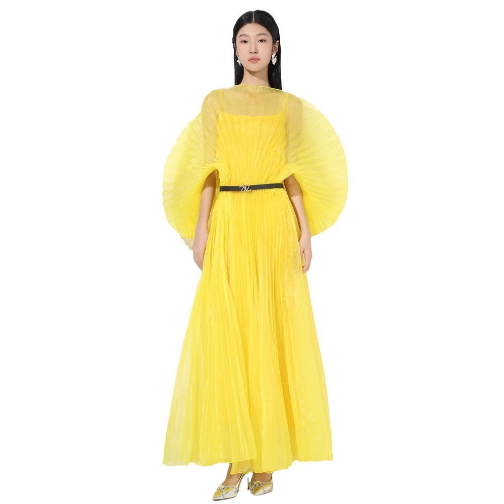 Fashionable Elegant Solid Color Plus Size Fan-shaped Long Dress