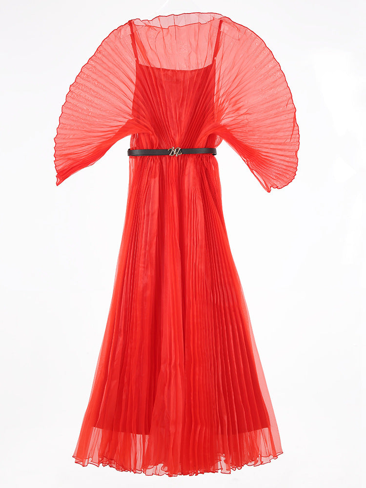 Fashionable Elegant Solid Color Plus Size Fan-shaped Long Dress