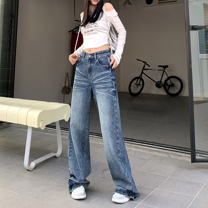 Women's Straight Loose American Retro Wide Leg Jeans